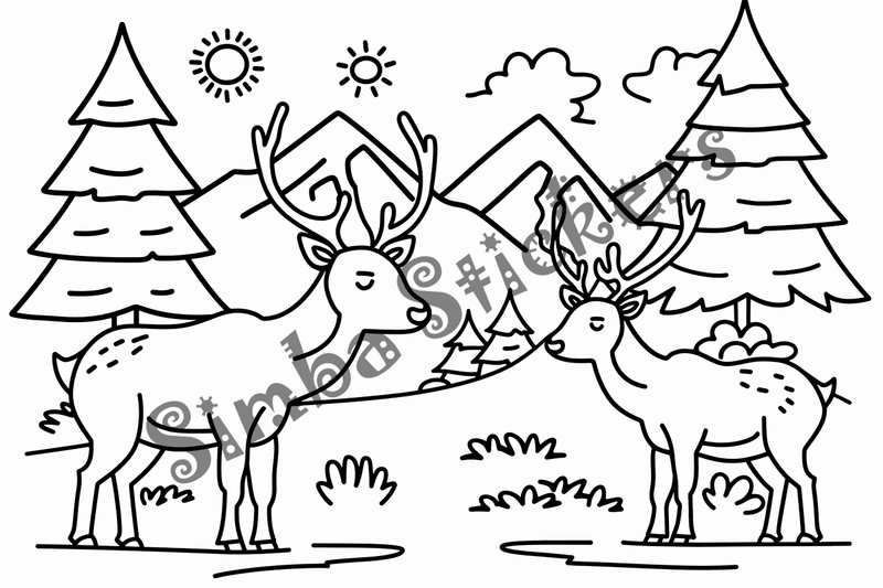 Colouring pages, bundle of elks, 25 images