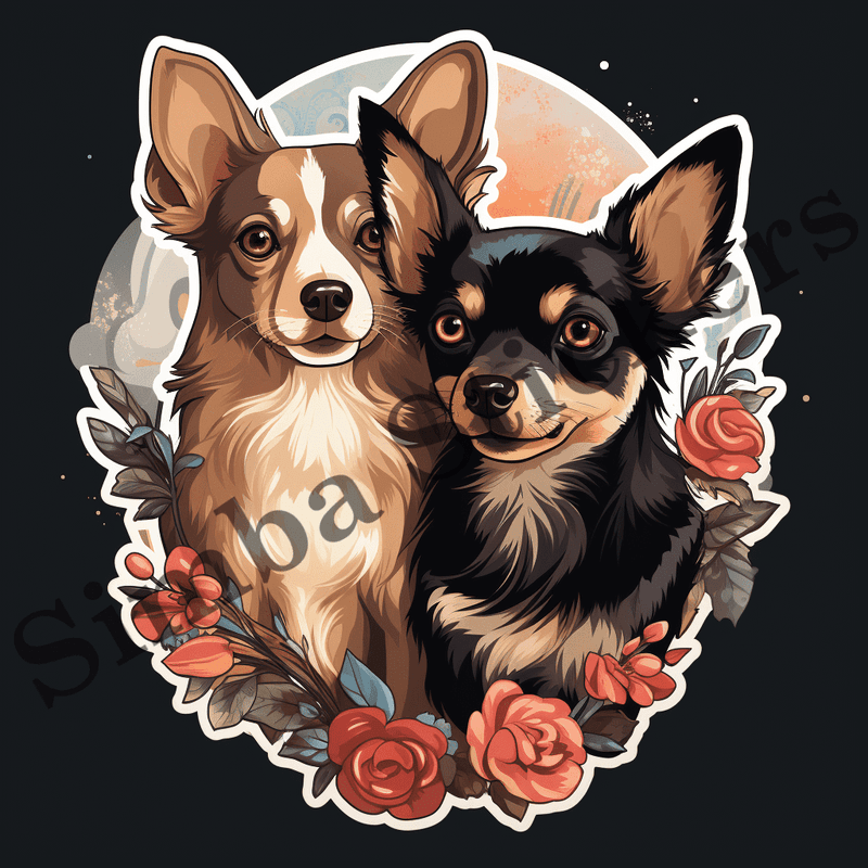 Chihuahua dogs in love, image set, 10 images