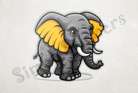 Cute elephant with yellow ears