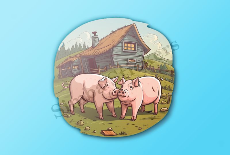 Two pigs cheeck-to-cheek on a farm