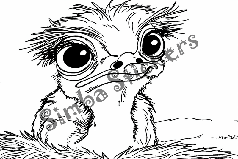 Colouring pages, bundle of ostriches, 25 images