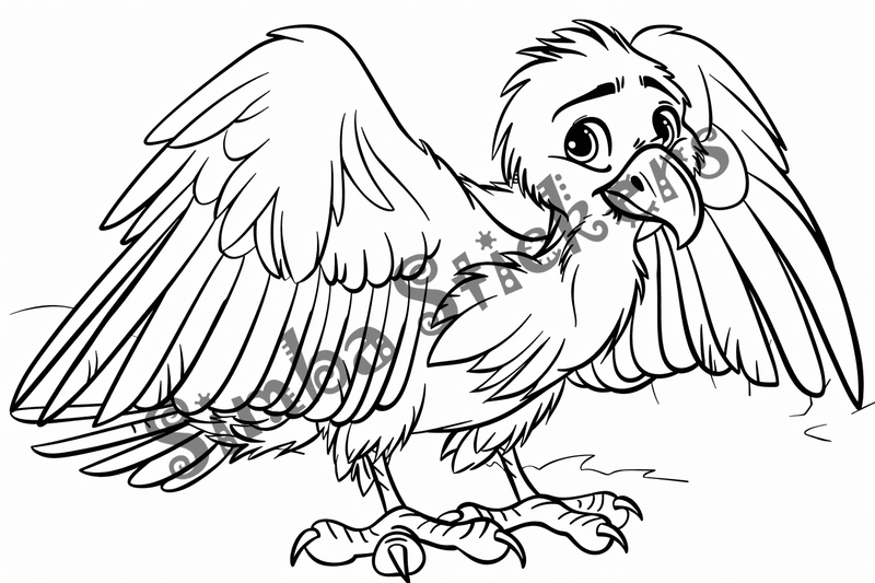 Colouring pages, bundle of singular vultures, 10 images, 9yidlp