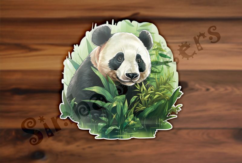 Panda amongst thick green leaves, pl6gni