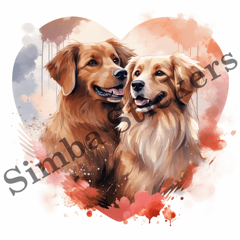 Dogs in love, watercolour, image set, 10 images