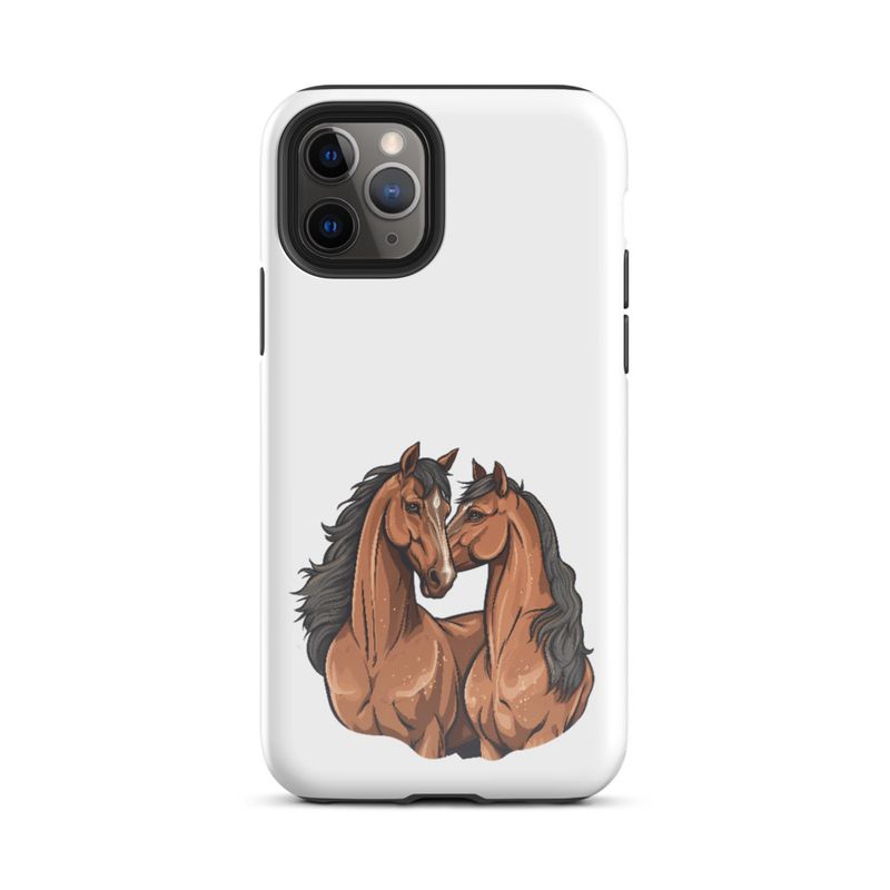 Tough Case for iPhone, Two brown horses snuggling, tdwcyd