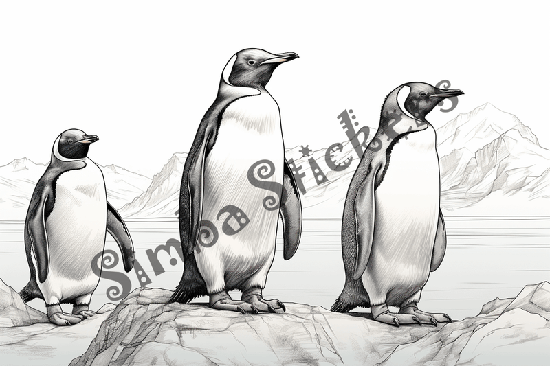 Colouring pages, bundle of penguins, 25 images