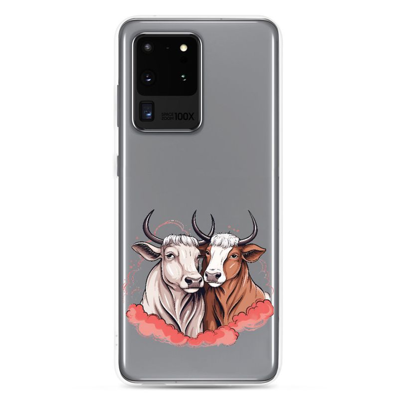 Clear Case for Samsung, Bull and cow, romantic, reddish clouds, qoucds
