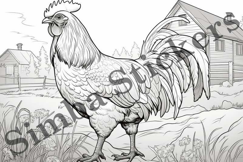 Colouring pages, Bundle of chicken, 10 images