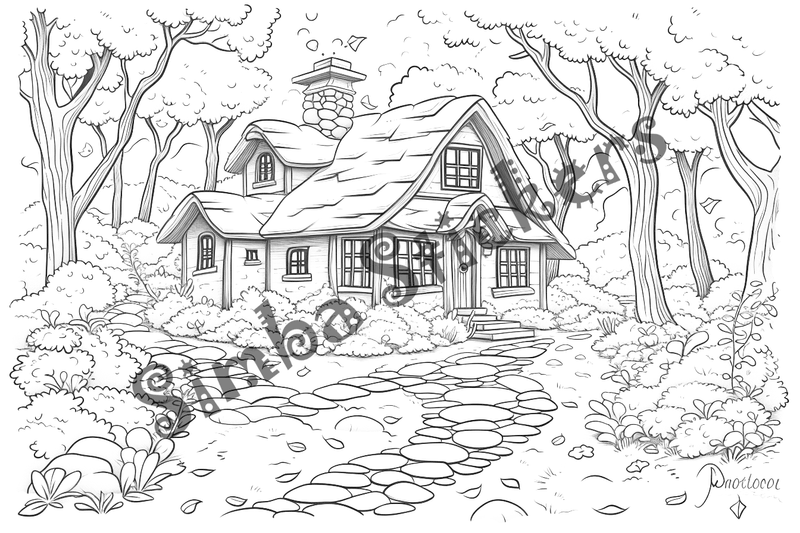 Colouring pages, bundle of houses, 25 images