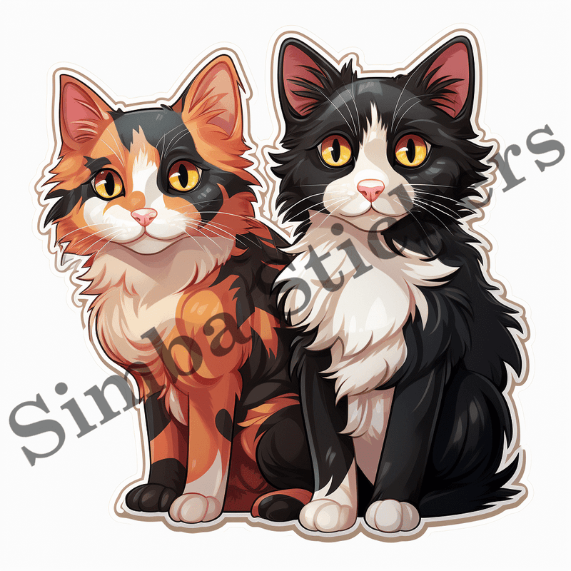 Japanese Bobtail cats cuddling, image set, 10 images