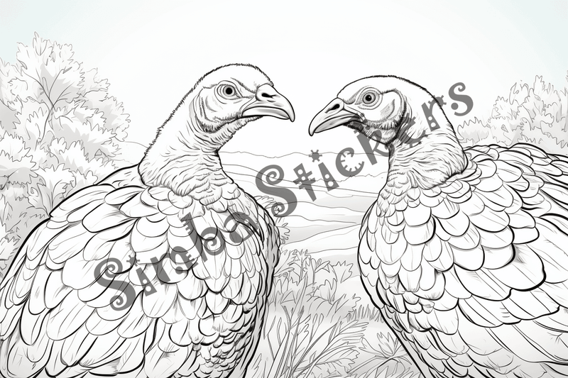 Colouring pages, bundle of turkeys in love, 25 images