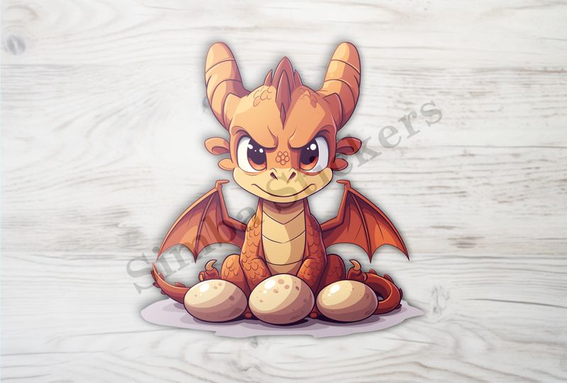 Dragon brooding furiously over eggs