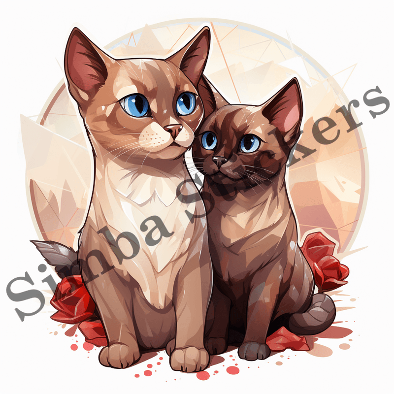 Tonkinese cats in love, image set, 10 images