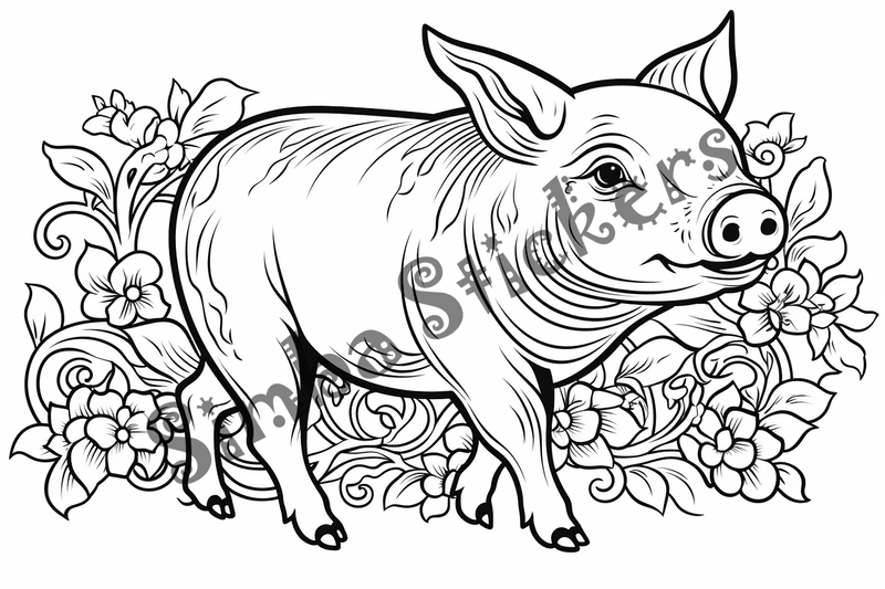Colouring pages, bundle of pigs, 25 images 2