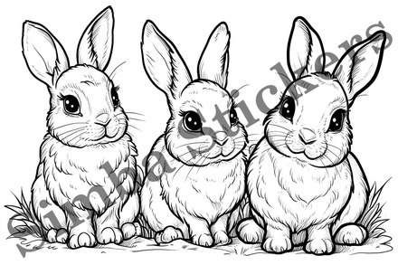 Colouring pages, Bundle of hares, 10 images