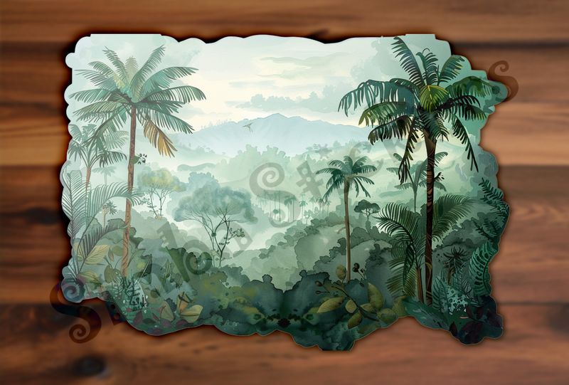 Equatorial Rainforest landscape, overlooking thick vegetation