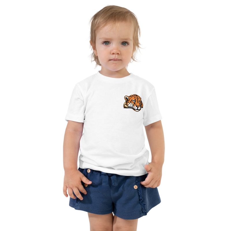Toddler Staple Tee, Cheetah sleeping, head, left chest