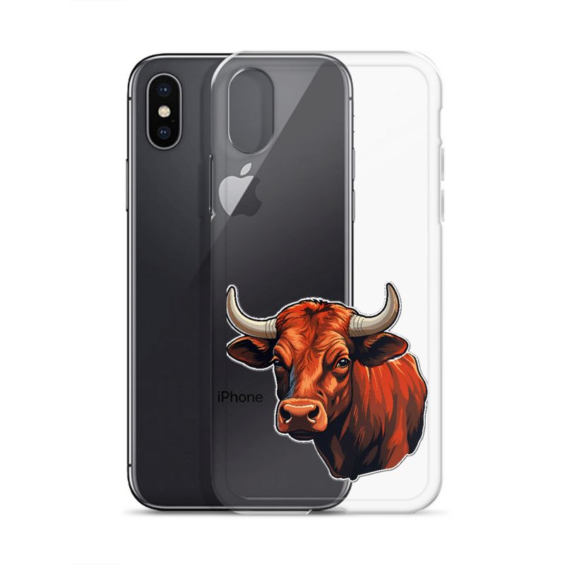 Clear Case for iPhone, Bull face, partial side view, bpor80
