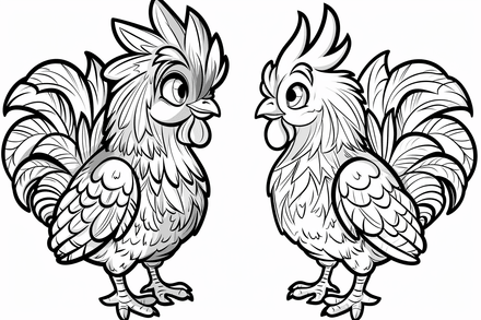 Colouring pages, Bundle of chicken in love, 10 images