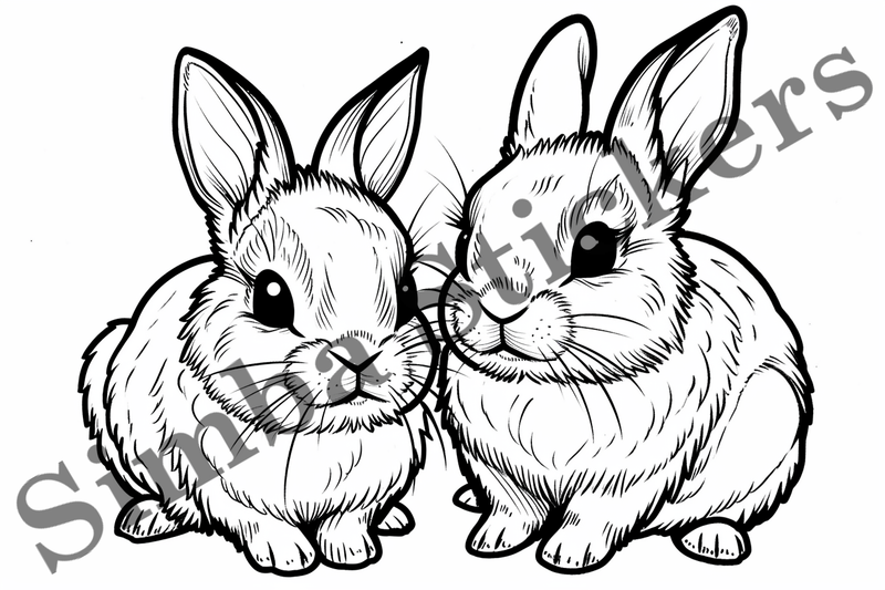 Colouring pages, Bundle of hares, 10 images