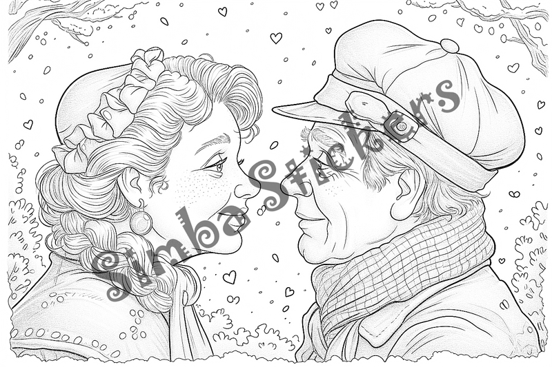 Colouring pages, bundle of people, elderly and grandparents with children, 50 images
