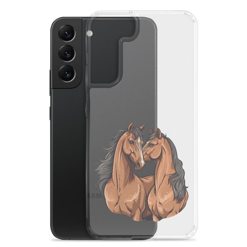 Clear Case for Samsung, Two brown horses snuggling, tdwcyd
