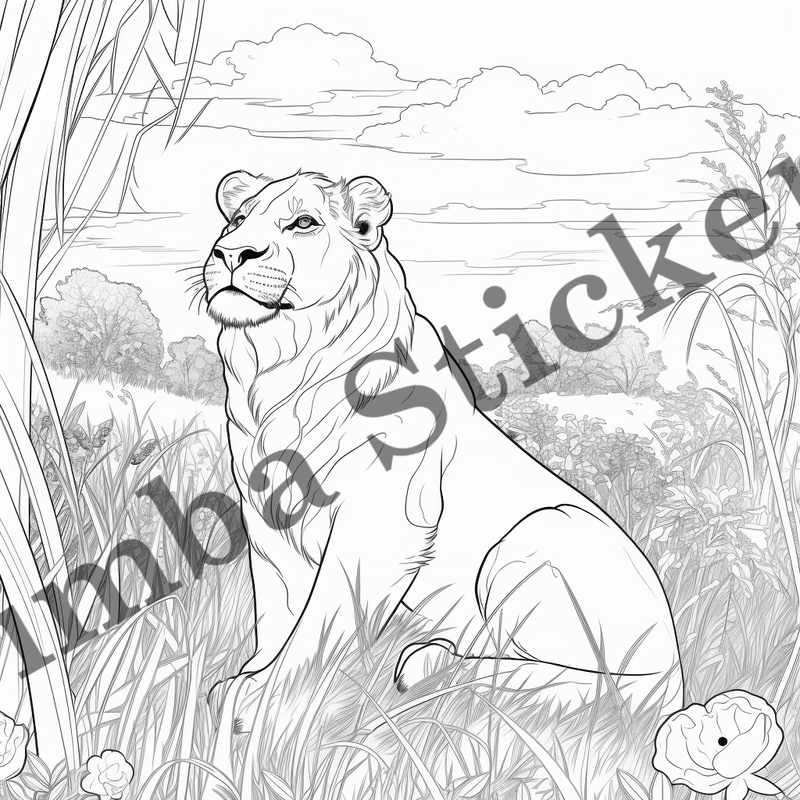 Colouring pages, Bundle of lions, 25 images