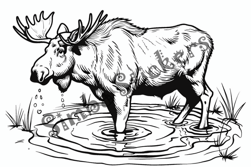 Colouring pages, Bundle of moose, 25 images