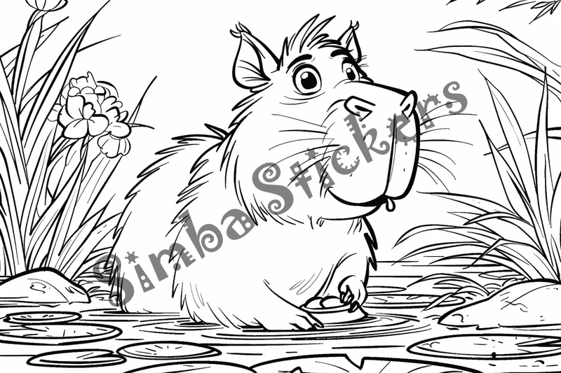 Colouring pages, bundle of capybaras, 25 images