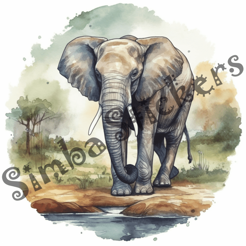 Elephants, watercolour, image set, 25 images, fqfyyp