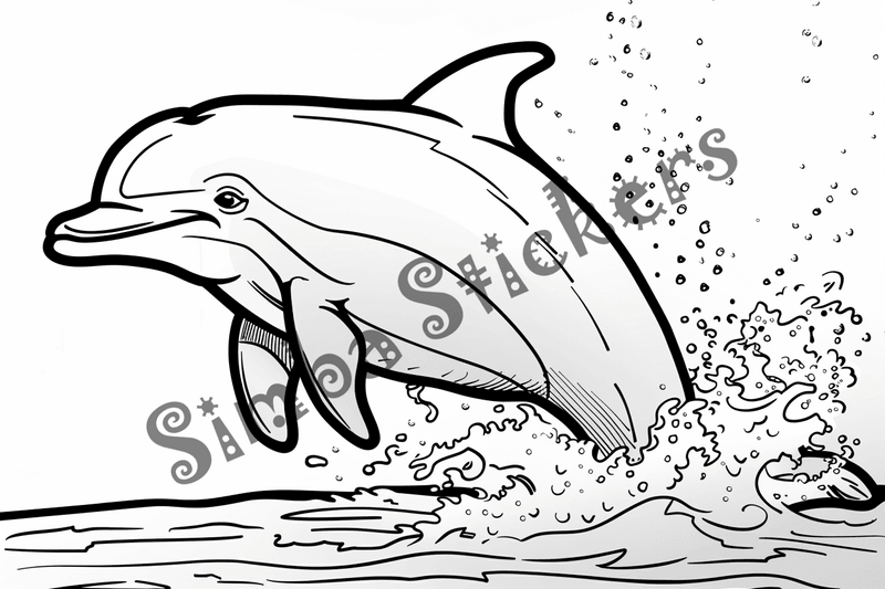 Colouring pages, bundle of dolphins above water, 10 images
