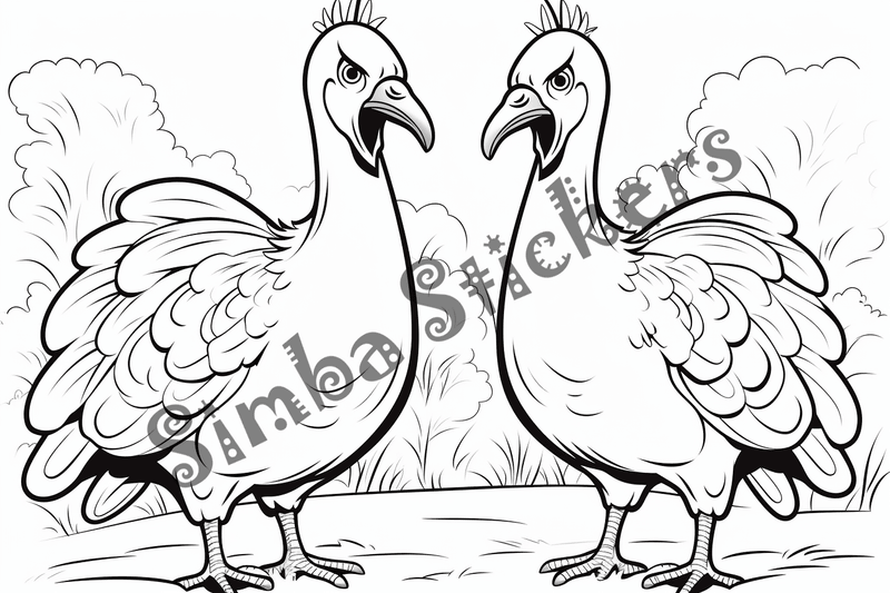 Colouring pages, bundle of turkeys in love, 25 images
