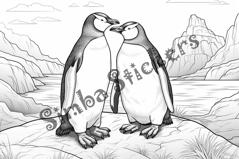 Colouring pages, bundle of penguins 2, 25 images