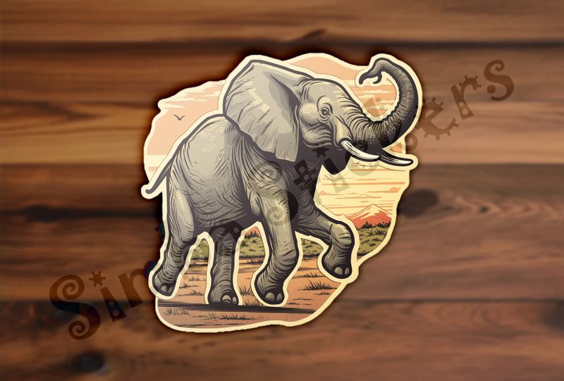 Baby skipping along holding trunk aloft