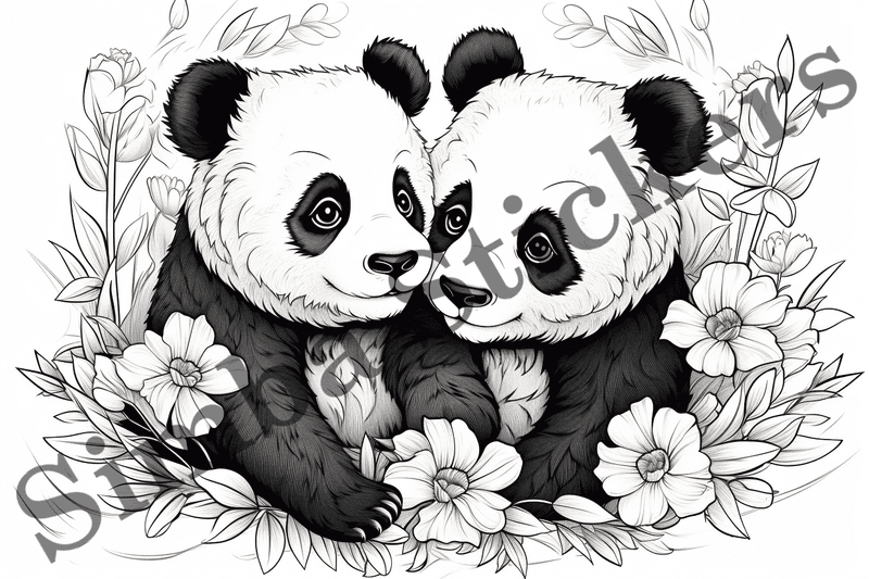 Colouring pages, bundle of pandas, 25 images, ldtg6c
