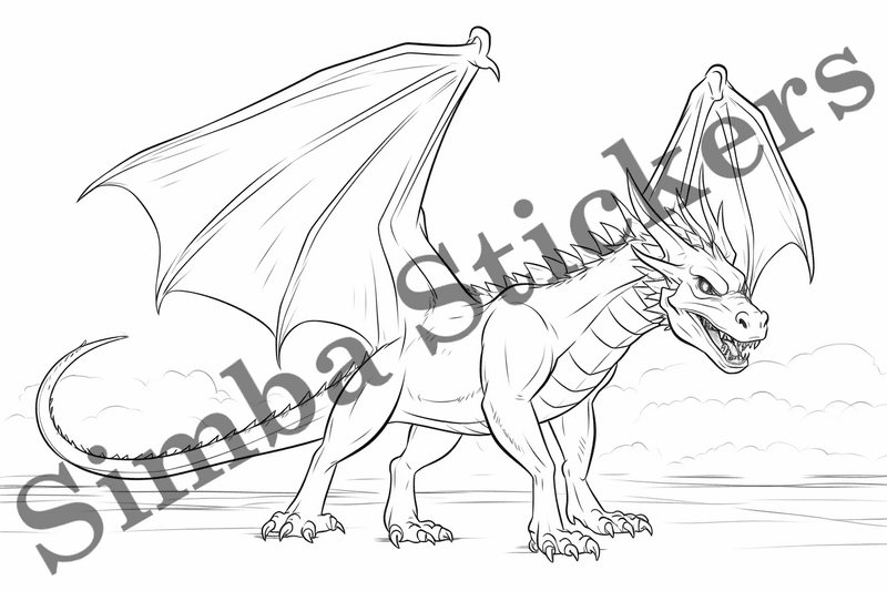 Colouring pages, bundle of dragons, simple, 10 images