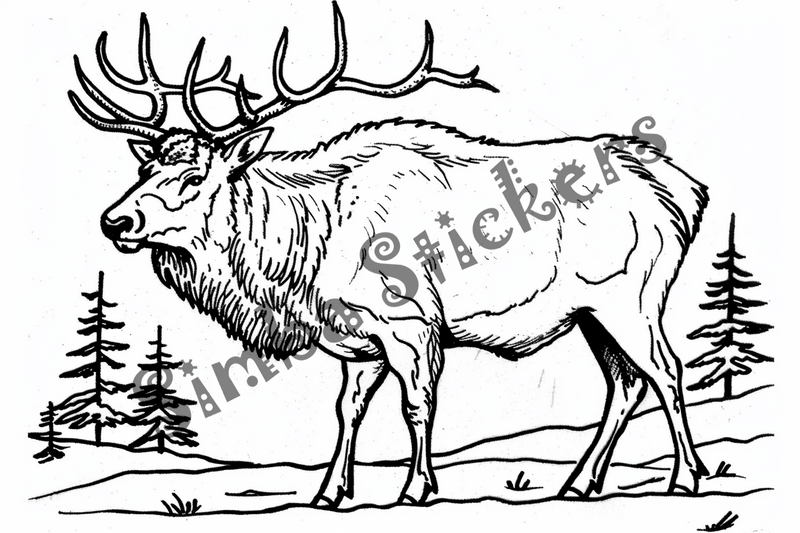 Colouring pages, bundle of elks, 10 images