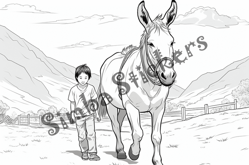 Colouring pages, bundle of mules, 25 images