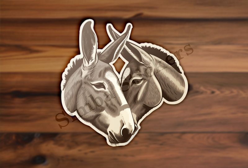 Donkeys in love, cheek-to-cheek, ear-to-ear