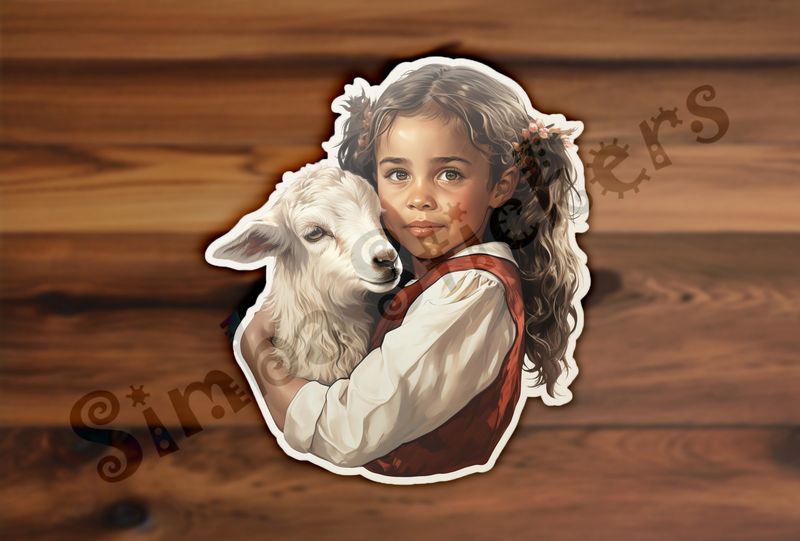 Goat hugged by small girl