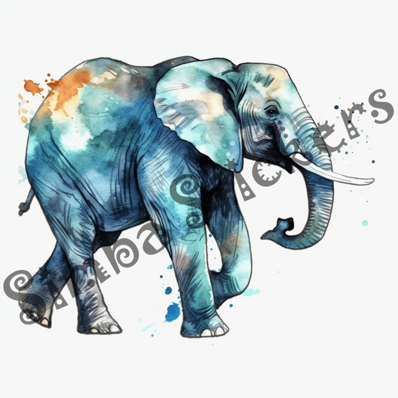 Elephants, watercolour, image set, 25 images, fqfyyp