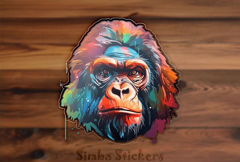 Gorilla face, colourful watercolour, 66qemc