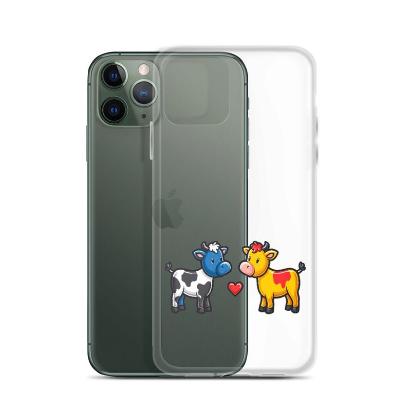 Clear Case for iPhone, Cattle, bull and cow in love, both colourful, zbyzzs