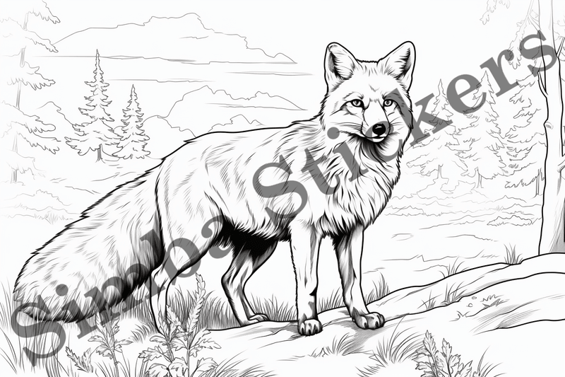 Colouring pages, Bundle of foxes, 25 images