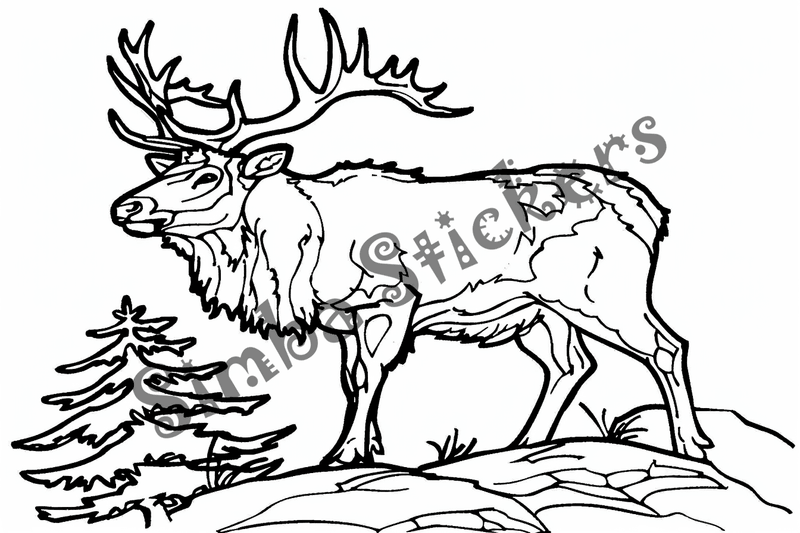 Colouring pages, bundle of elks, 10 images