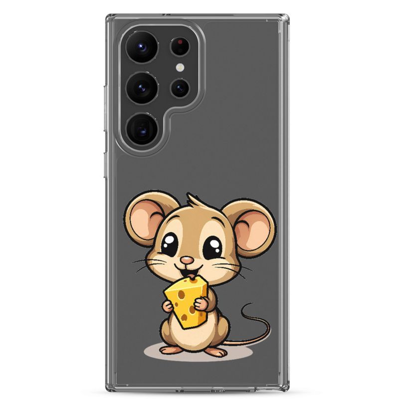 Clear Case for Samsung, Small Mouse happily licking large chunk of cheese, pqapy6