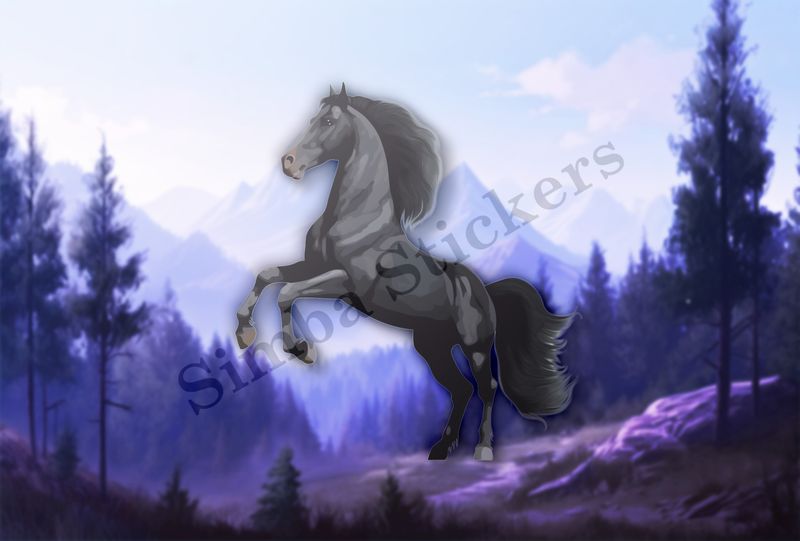 Black horse rearing