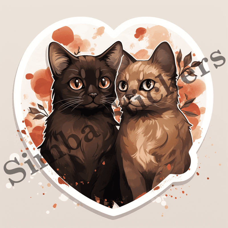 Burmese cats in love, image set, 10 images