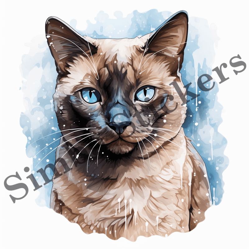 Burmese cats, watercolour, image set, 10 images