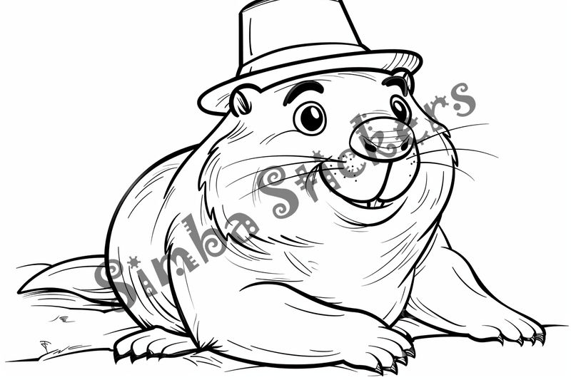 Colouring pages, bundle of groundhogs in glasses or clothes, 10 images